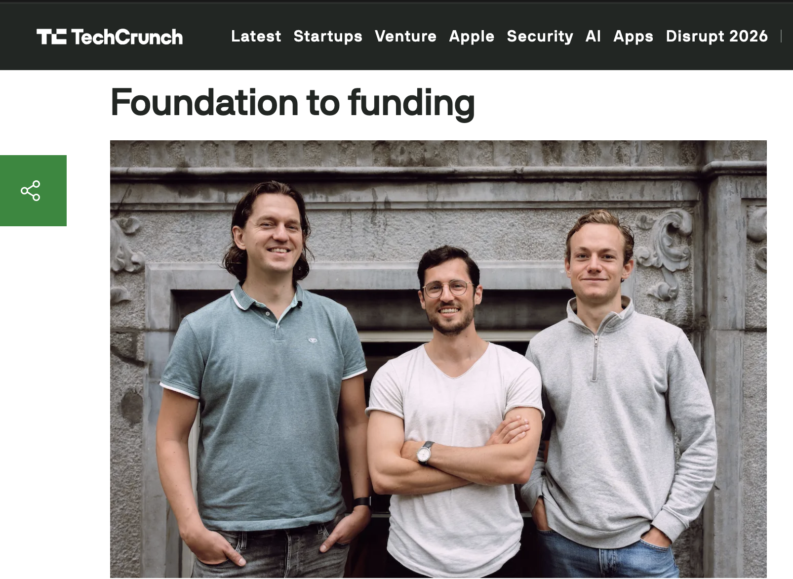 Sebastian Jorna with the Tidalflow co-founders, pictured in TechCrunch